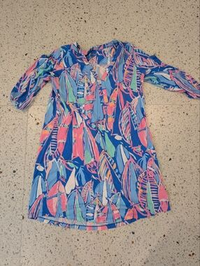 Lilly Pulitzer Blue Pink Green Printed Swim Coverup